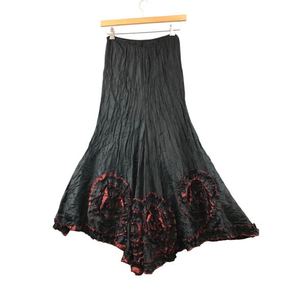 Vintage In love Paris Black Pleated Boho skirt waist 14 inches - Picture 1 of 9